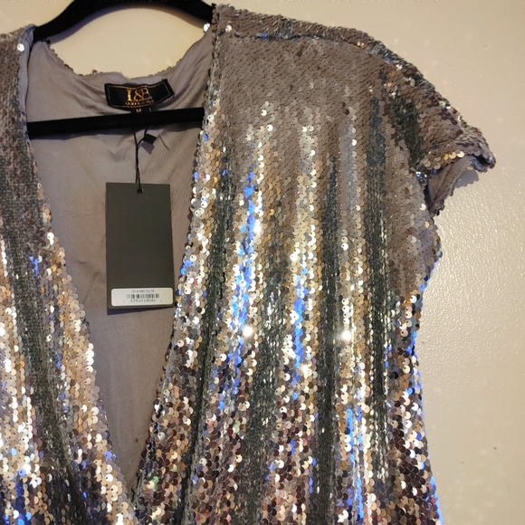 I&B Bodysuit Silver Sequin  Size M - Picture 5 of 13